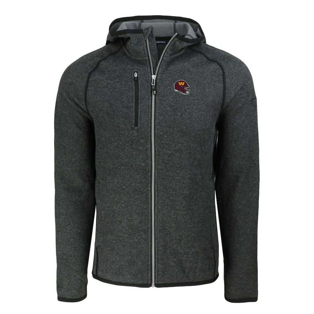 Washington Commanders  Cutter & Buck Helmet Mainsail Sweater-Knit Full-Zip Hoodie