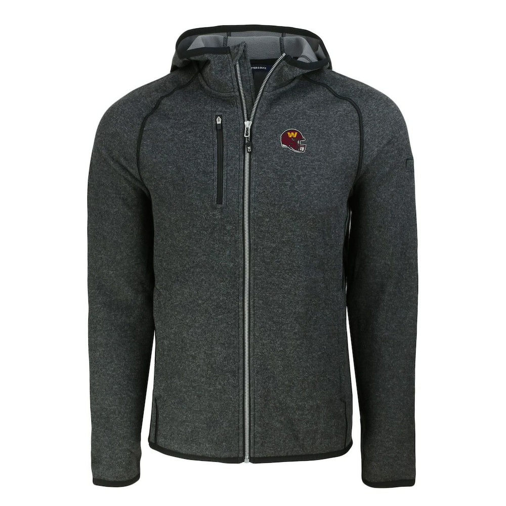 Washington Commanders  Cutter & Buck Helmet Mainsail Sweater-Knit Full-Zip Hoodie