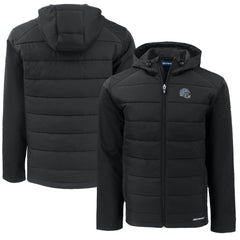 Detroit Lions  Cutter & Buck Helmet Big & Tall Evoke Hybrid Eco Softshell Recycled Full-Zip Hoodie Jacket
