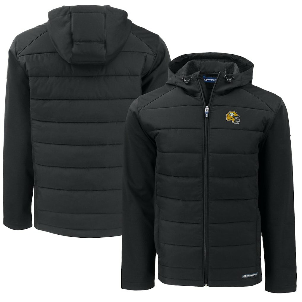 Green Bay Packers  Cutter & Buck Helmet Big & Tall Evoke Hybrid Eco Softshell Recycled Full-Zip Jacket