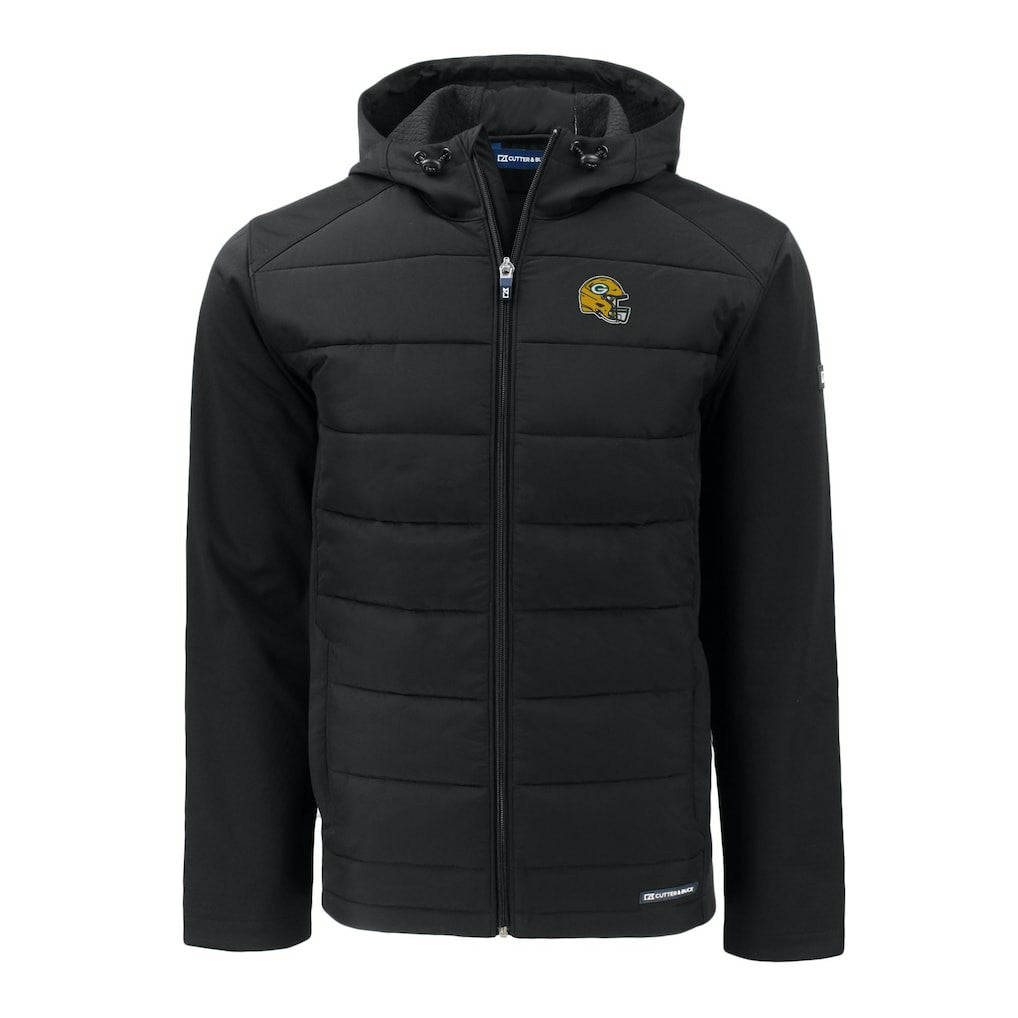 Green Bay Packers  Cutter & Buck Helmet Big & Tall Evoke Hybrid Eco Softshell Recycled Full-Zip Jacket