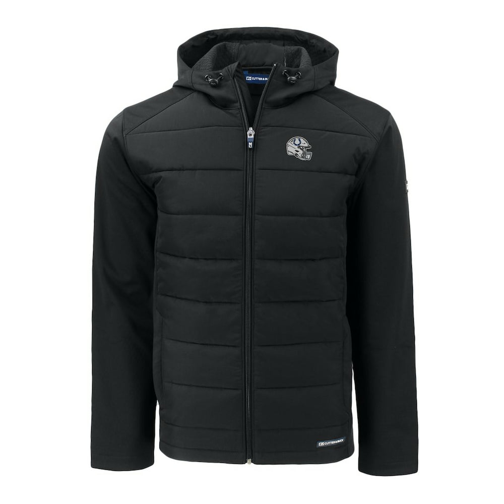 Indianapolis Colts  Cutter & Buck Helmet Big & Tall Evoke Hybrid Eco Softshell Recycled Full-Zip Hoodie Jacket