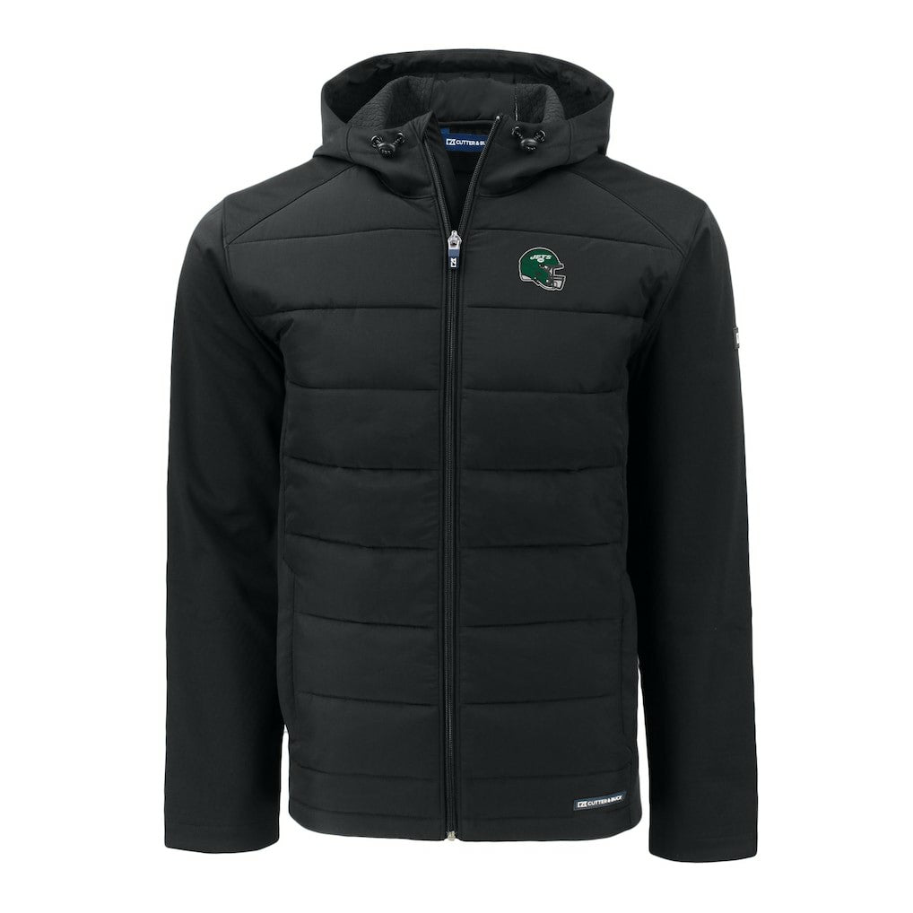 New York Jets  Cutter & Buck Helmet Big & Tall Evoke Hybrid Eco Softshell Recycled Full-Zip Jacket