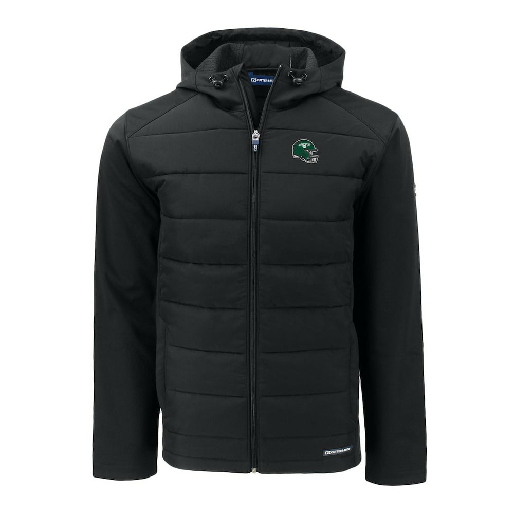 New York Jets  Cutter & Buck Helmet Big & Tall Evoke Hybrid Eco Softshell Recycled Full-Zip Jacket