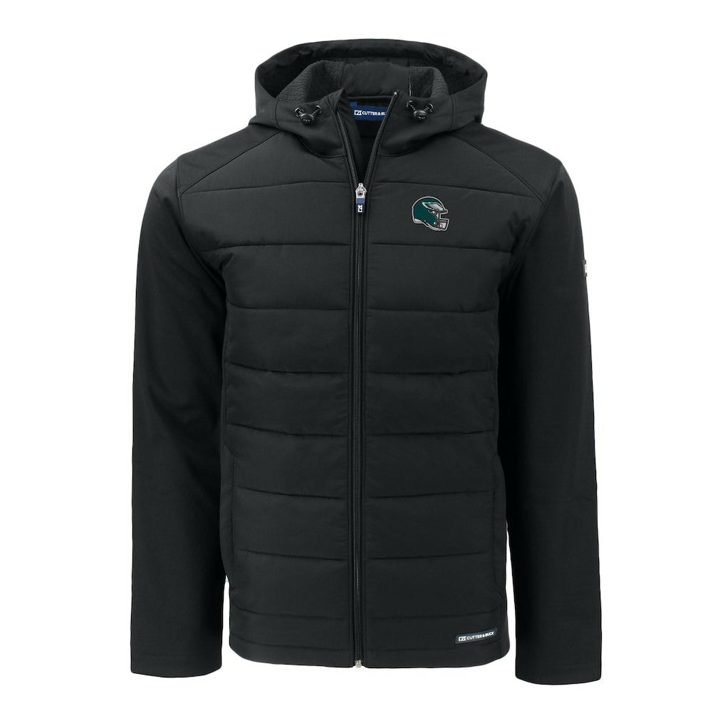 Philadelphia Eagles  Cutter & Buck Helmet Big & Tall Evoke Hybrid Eco Softshell Recycled Full-Zip Jacket