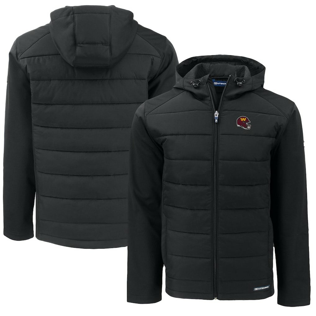 Washington Commanders  Cutter & Buck Helmet Big & Tall Evoke Hybrid Eco Softshell Recycled Full-Zip Jacket