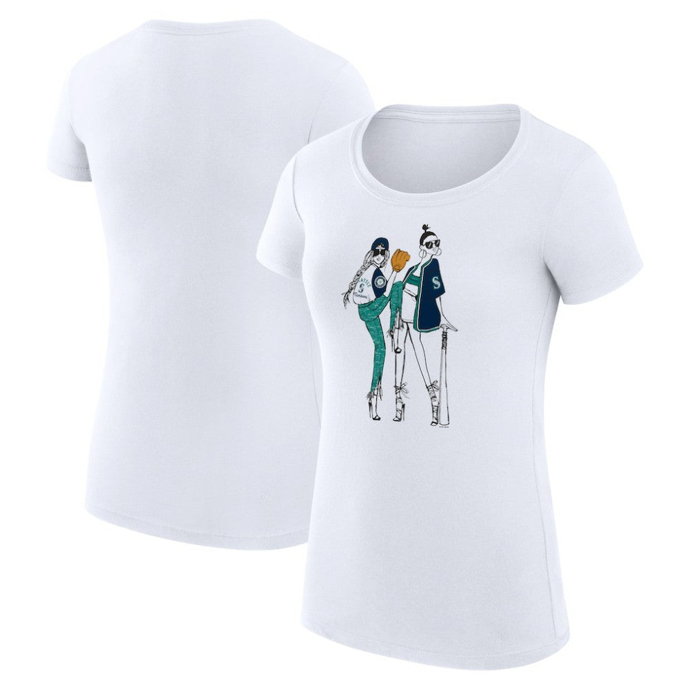 Seattle Mariners G-III 4Her by Carl Banks Women's Super-Slim Fit Lightweight Baseball Girls T-Shirt | MLB New