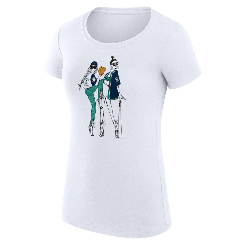 Seattle Mariners G-III 4Her by Carl Banks Women's Super-Slim Fit Lightweight Baseball Girls T-Shirt | MLB New