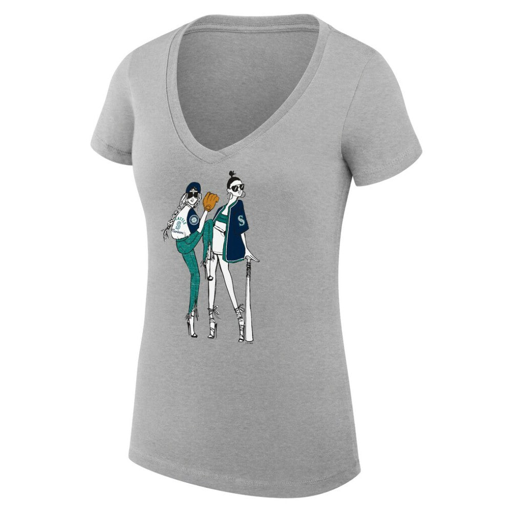 Seattle Mariners G-III 4Her by Carl Banks Women's Super-Slim Fit Lightweight Baseball V-Neck T-Shirt | MLB Shop