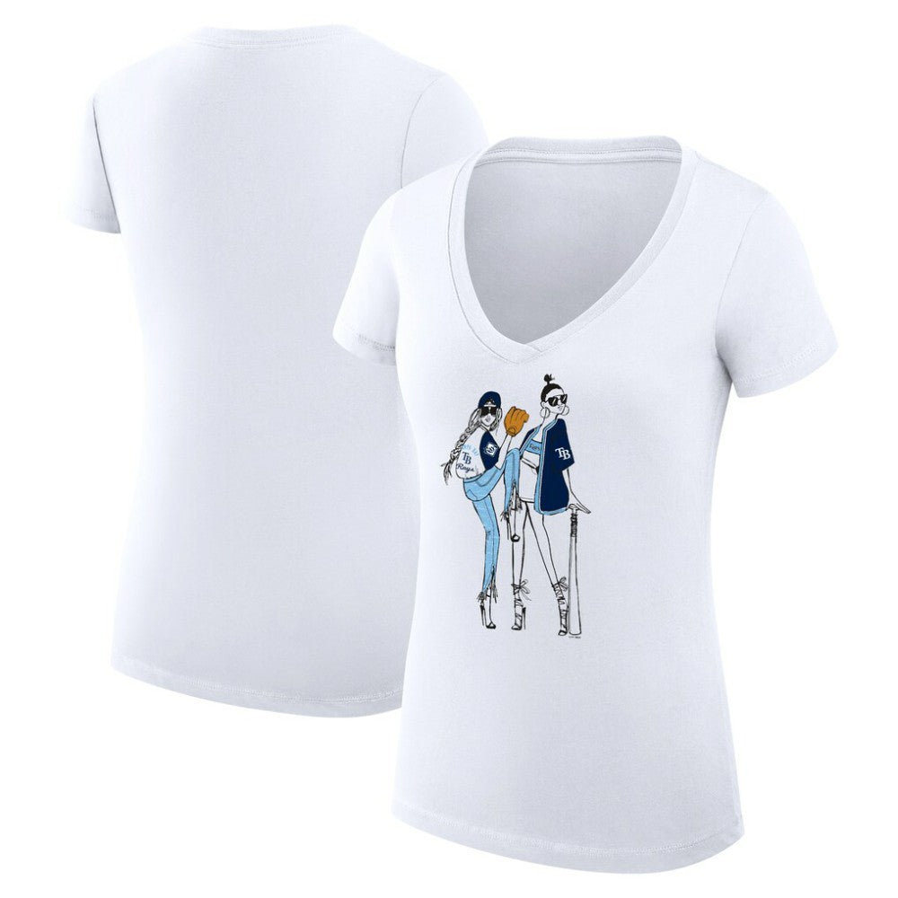 Tampa Bay Rays G-III 4Her by Carl Banks Women's Super-Slim Fit Lightweight Baseball V-Neck T-Shirt | MLB Shop