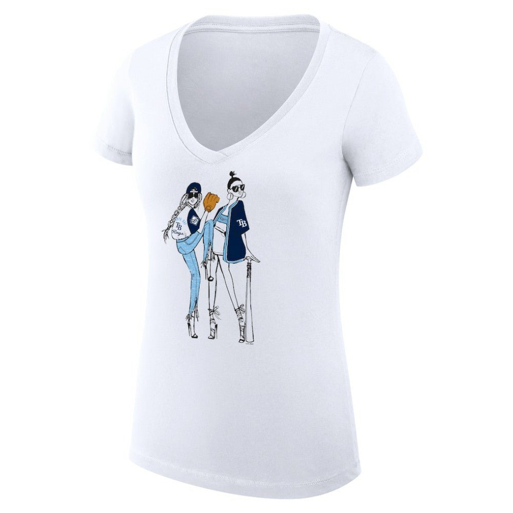 Tampa Bay Rays G-III 4Her by Carl Banks Women's Super-Slim Fit Lightweight Baseball V-Neck T-Shirt | MLB Shop
