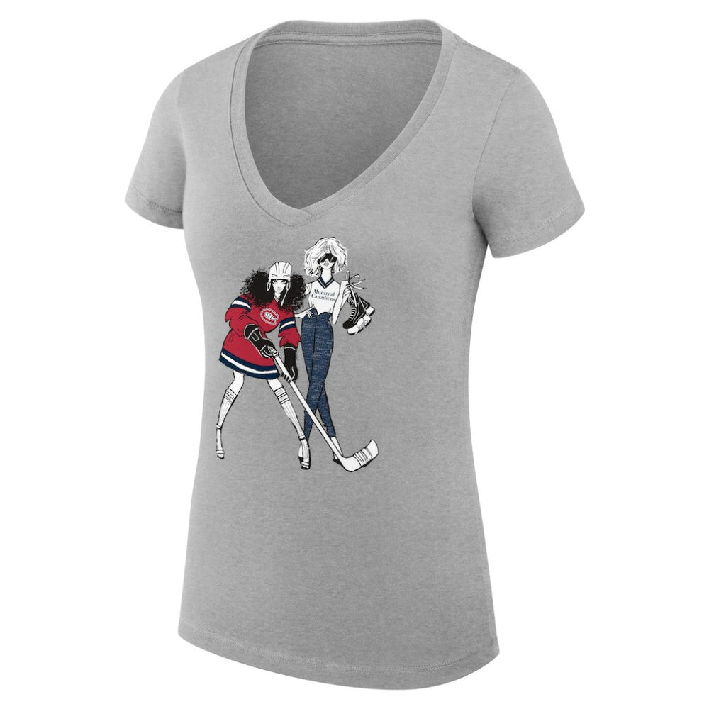 Montreal Canadiens G-III 4Her by Carl Banks Women's Super-Slim Fit Lightweight Hockey Girls V-Neck T-Shirt For Sale