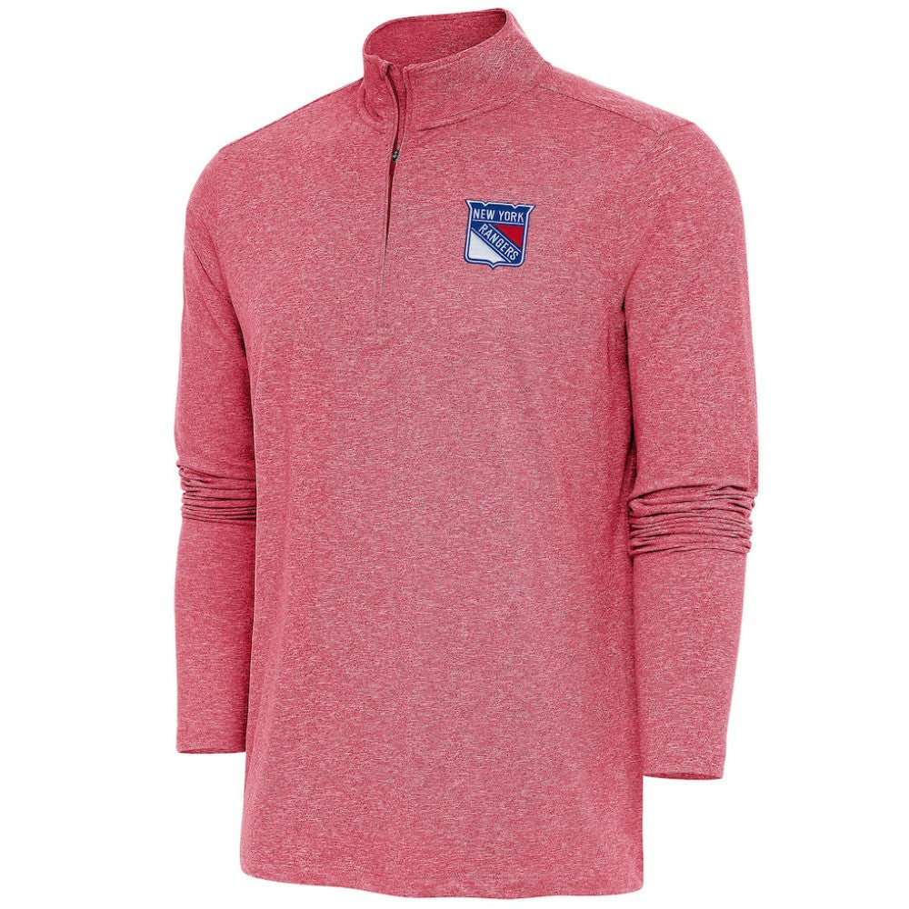 New York Rangers Antigua Hunk Quarter-Zip Pullover Top On Sale