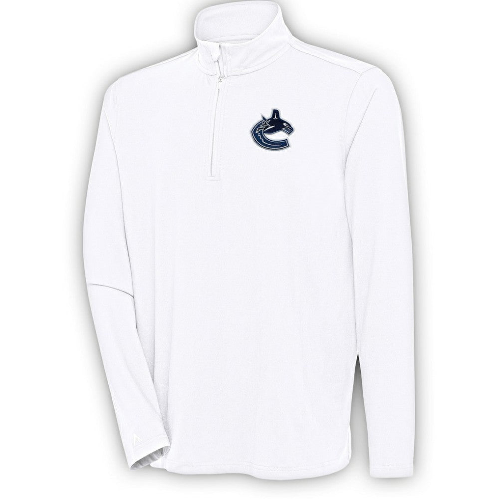 Vancouver Canucks Antigua Hunk Quarter-Zip Pullover Top On Sale