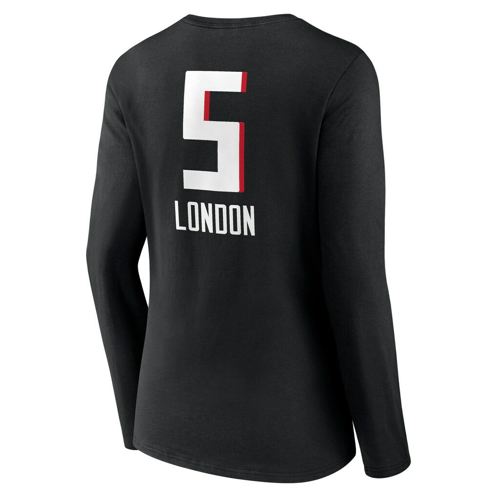 Atlanta Falcons  Drake London  Women's Team Wordmark Player Name & Number Long Sleeve V-Neck T-Shirt