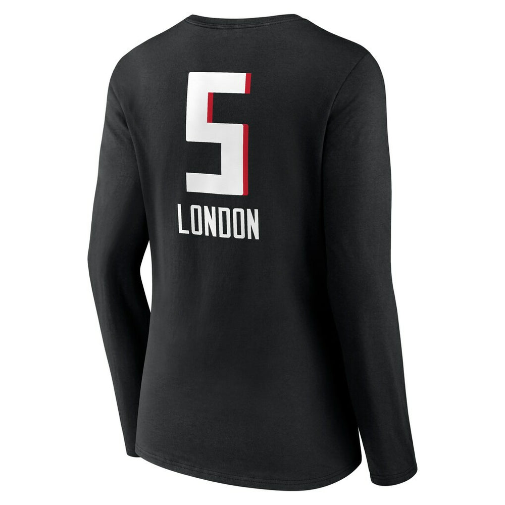 Atlanta Falcons  Drake London  Women's Team Wordmark Player Name & Number Long Sleeve V-Neck T-Shirt