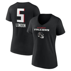 Atlanta Falcons  Drake London  Women's Team Wordmark Player Name & Number V-Neck T-Shirt
