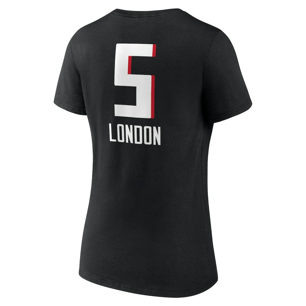 Atlanta Falcons  Drake London  Women's Team Wordmark Player Name & Number V-Neck T-Shirt