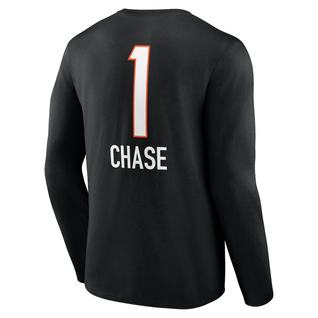 Cincinnati Bengals  Ja'Marr Chase  Team Wordmark Player Name & Number Long Sleeve T-Shirt