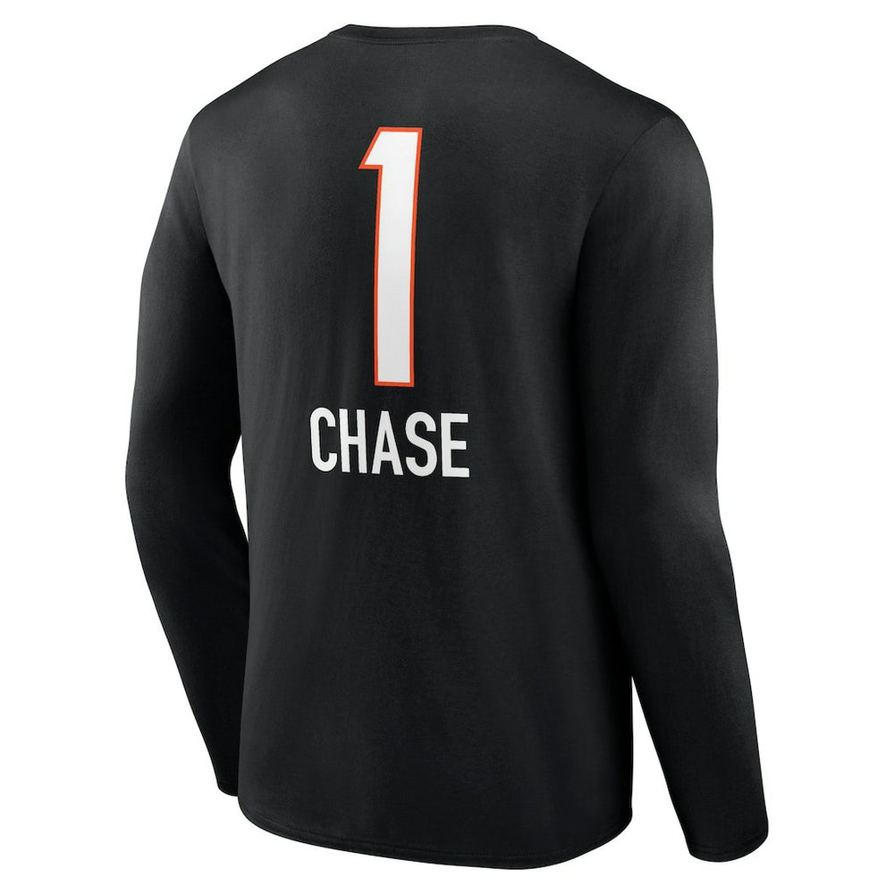 Cincinnati Bengals  Ja'Marr Chase  Team Wordmark Player Name & Number Long Sleeve T-Shirt