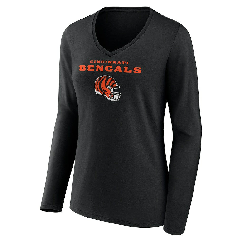 Cincinnati Bengals  Ja'Marr Chase  Women's Team Wordmark Player Name & Number Long Sleeve V-Neck T-Shirt