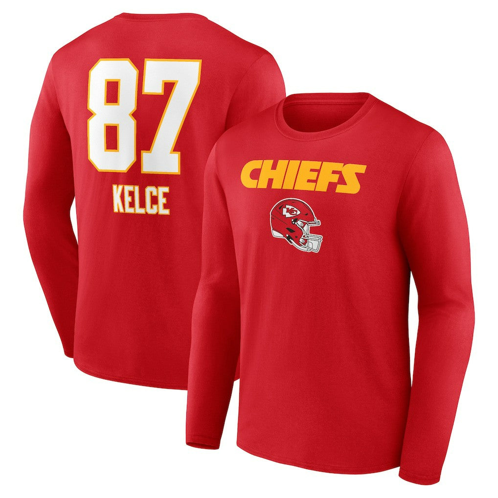 Kansas City Chiefs  Travis Kelce  Team Wordmark Player Name & Number Long Sleeve T-Shirt