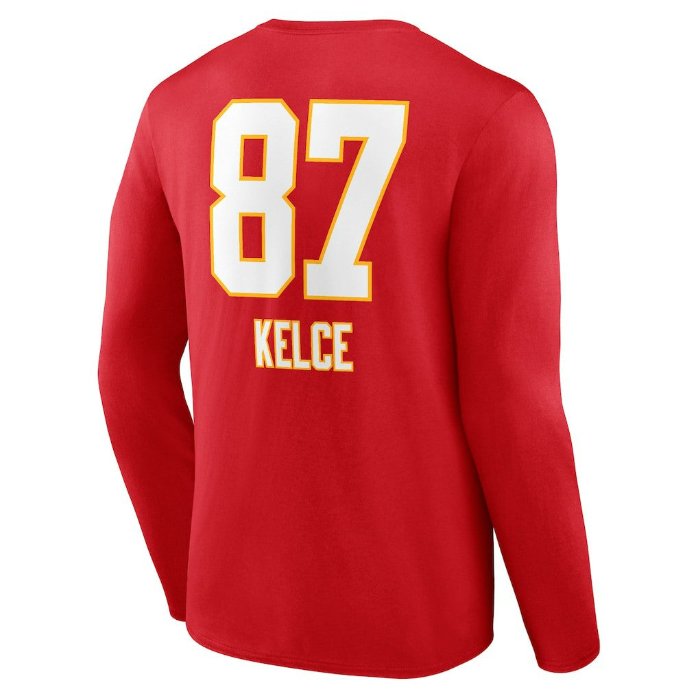Kansas City Chiefs  Travis Kelce  Team Wordmark Player Name & Number Long Sleeve T-Shirt