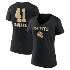 New Orleans Saints  Alvin Kamara  Women's Team Wordmark Player Name & Number V-Neck T-Shirt