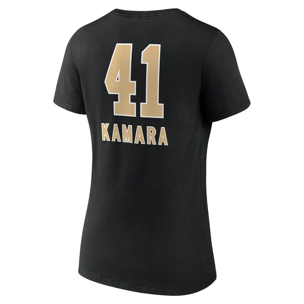 New Orleans Saints  Alvin Kamara  Women's Team Wordmark Player Name & Number V-Neck T-Shirt