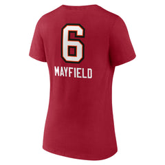 Tampa Bay Buccaneers  Baker Mayfield  Women's Team Wordmark Player Name & Number V-Neck T-Shirt