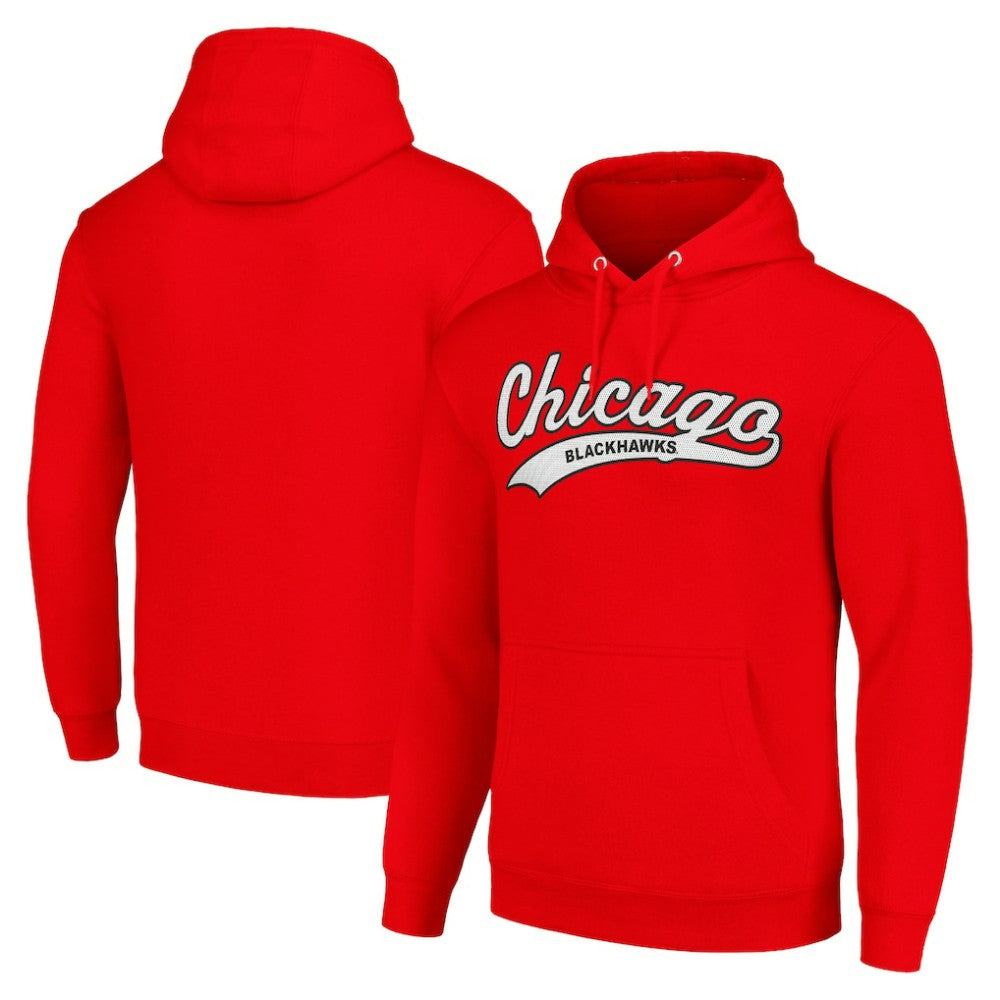 Chicago Blackhawks Starter Tailsweep Fleece Tri-Blend Pullover Hoodie Outlet
