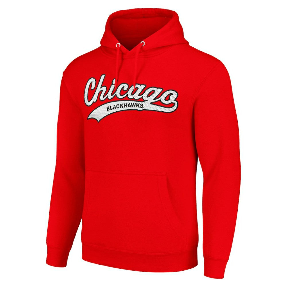 Chicago Blackhawks Starter Tailsweep Fleece Tri-Blend Pullover Hoodie Outlet
