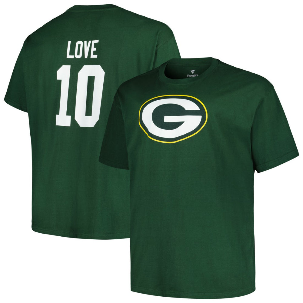 Green Bay Packers Fanatics Jordan Love  Big & Tall Player Name & Number T-Shirt