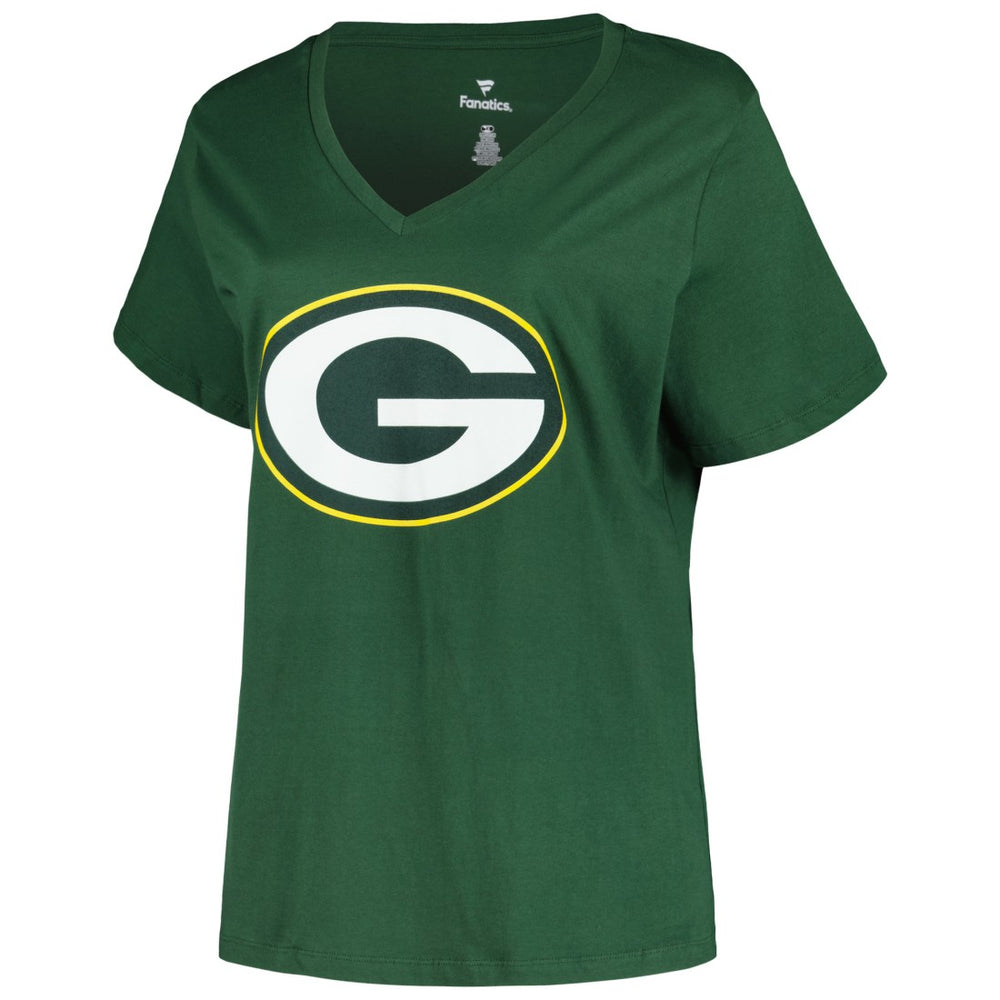 Green Bay Packers Fanatics Jordan Love  Women's Plus Size Name & Number V-Neck T-Shirt