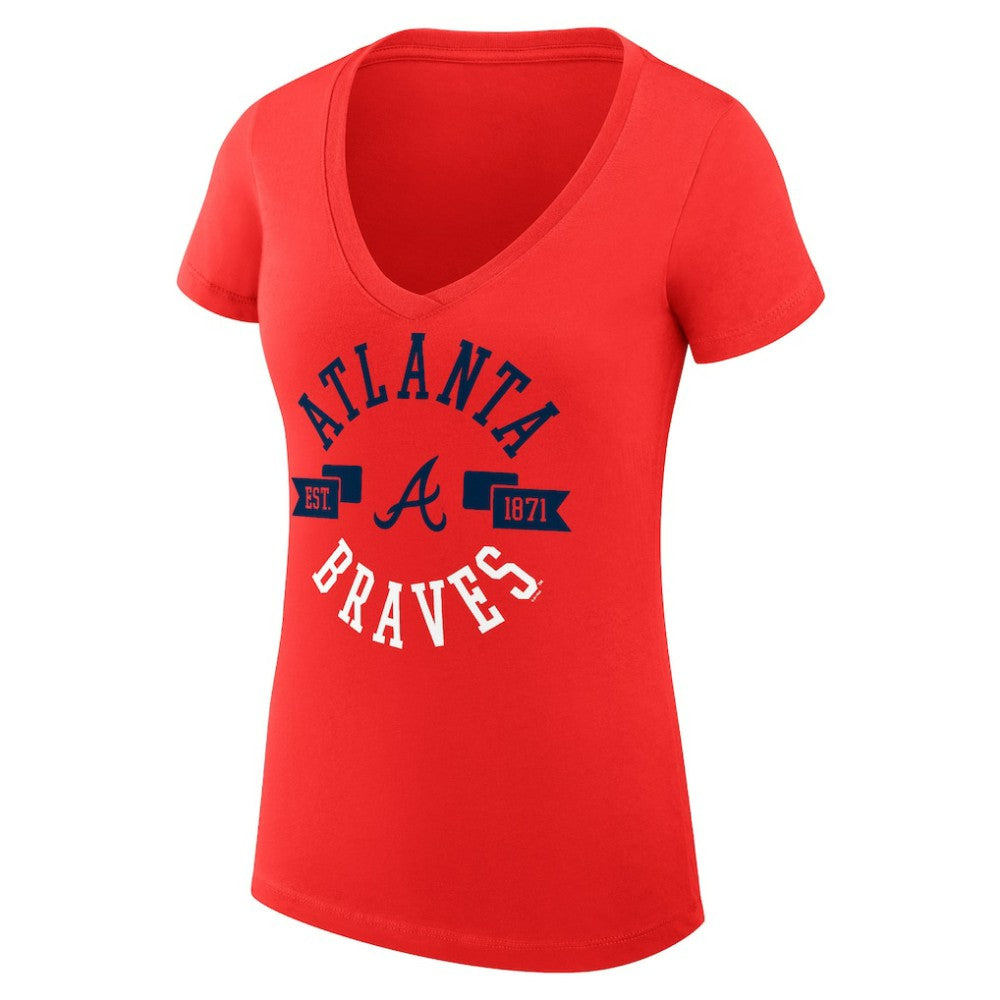 Atlanta Braves G-III 4Her by Carl Banks Women's Super-Slim Fit Lightweight City Graphic V-Neck T-Shirt | MLB Discount
