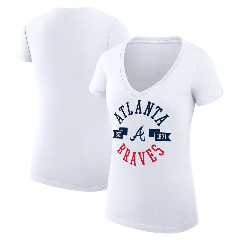 Atlanta Braves G-III 4Her by Carl Banks Women's Super-Slim Fit Lightweight City Graphic V-Neck T-Shirt | MLB New
