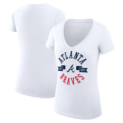 Atlanta Braves G-III 4Her by Carl Banks Women's Super-Slim Fit Lightweight City Graphic V-Neck T-Shirt | MLB New