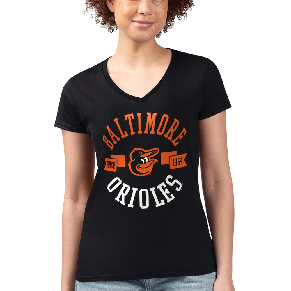 Baltimore Orioles G-III 4Her by Carl Banks Women's Super-Slim Fit Lightweight City Graphic V-Neck T-Shirt | MLB US