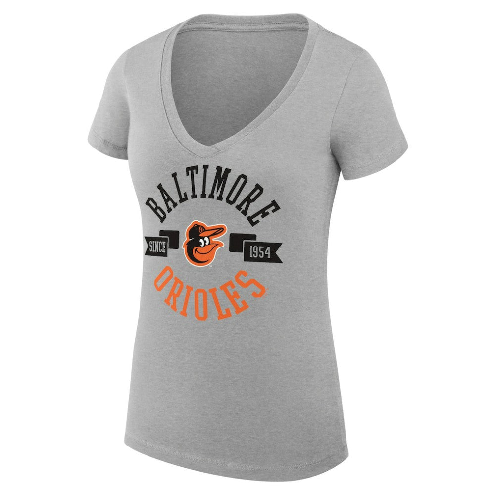 Baltimore Orioles G-III 4Her by Carl Banks Women's Super-Slim Fit Lightweight City Graphic V-Neck T-Shirt | MLB Sale