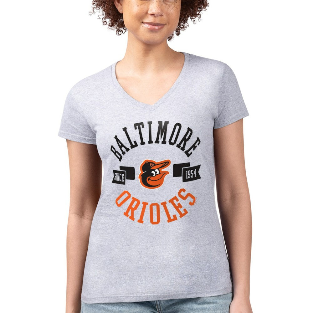 Baltimore Orioles G-III 4Her by Carl Banks Women's Super-Slim Fit Lightweight City Graphic V-Neck T-Shirt | MLB Sale