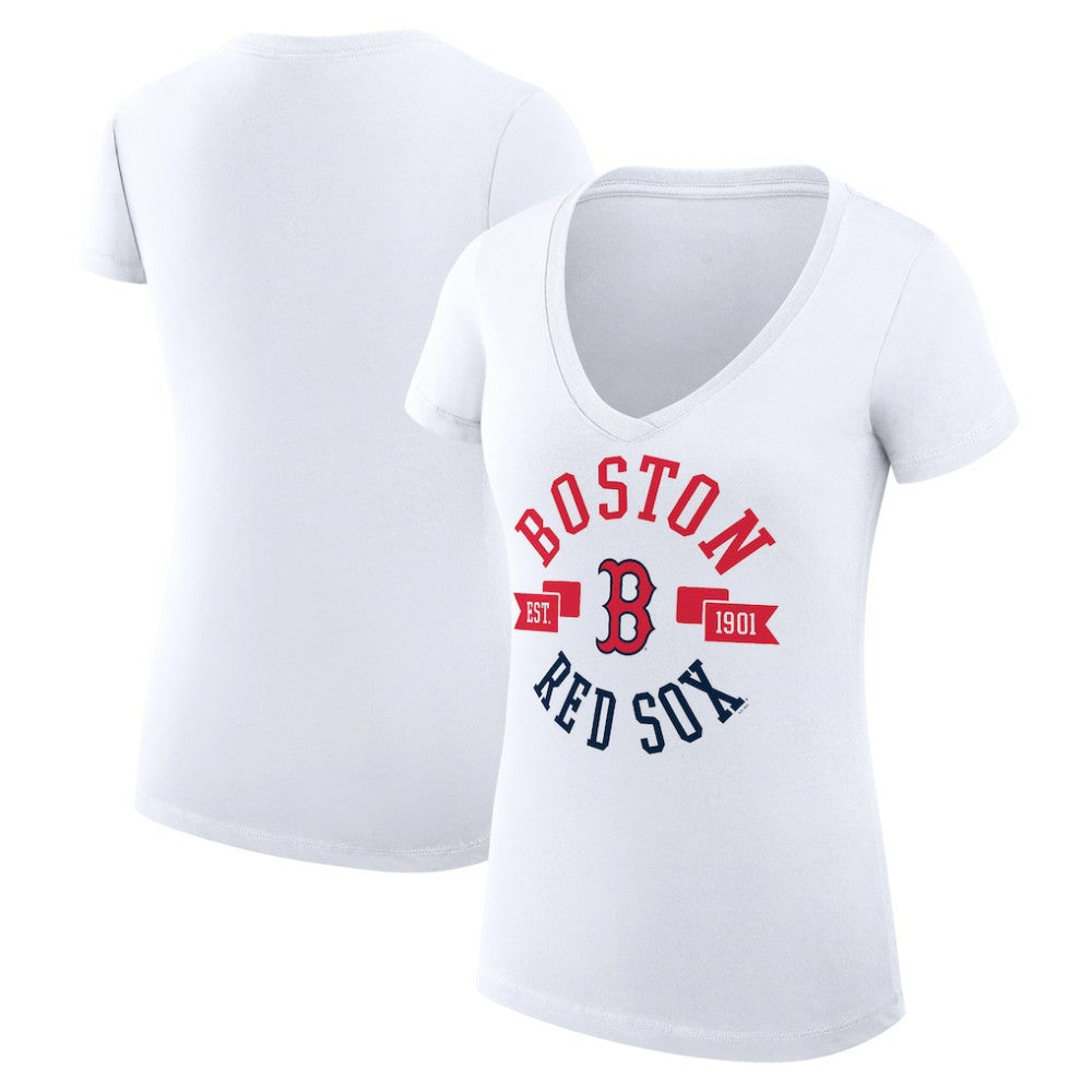 Boston Red Sox G-III 4Her by Carl Banks Women's Super-Slim Fit Lightweight City Graphic V-Neck T-Shirt | MLB Outlet