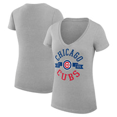 Chicago Cubs G-III 4Her by Carl Banks Women's Super-Slim Fit Lightweight City Graphic V-Neck T-Shirt | MLB Sale