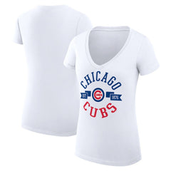 Chicago Cubs G-III 4Her by Carl Banks Women's Super-Slim Fit Lightweight City Graphic V-Neck T-Shirt | MLB US