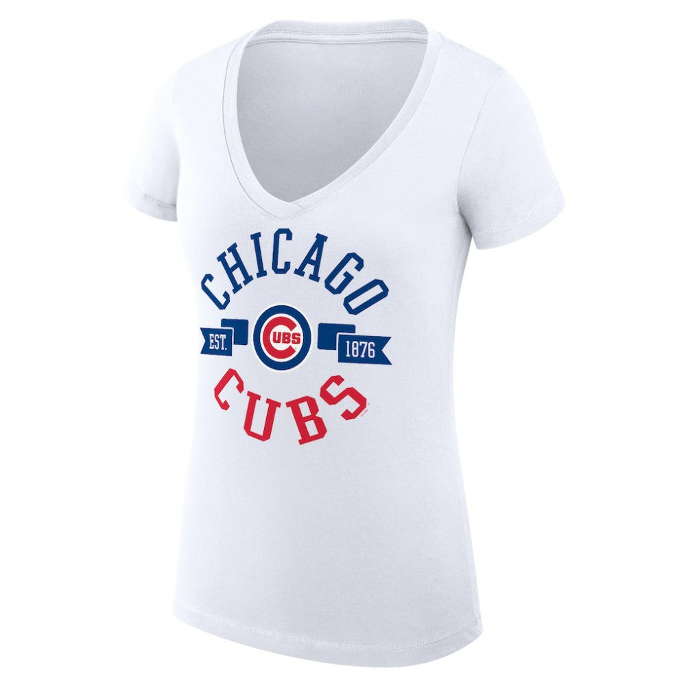 Chicago Cubs G-III 4Her by Carl Banks Women's Super-Slim Fit Lightweight City Graphic V-Neck T-Shirt | MLB US
