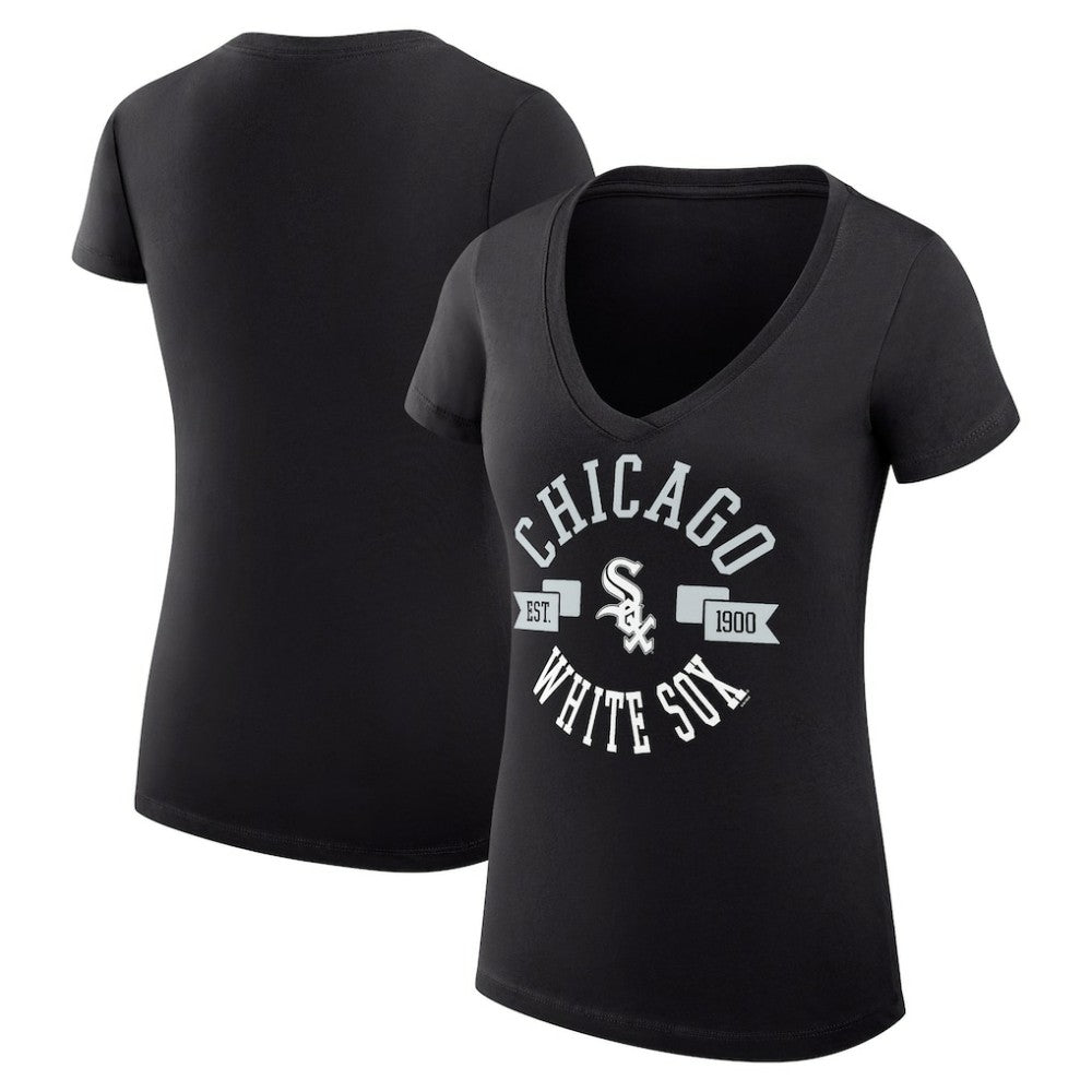 Chicago White Sox G-III 4Her by Carl Banks Women's Super-Slim Fit Lightweight City Graphic V-Neck T-Shirt | MLB Shop
