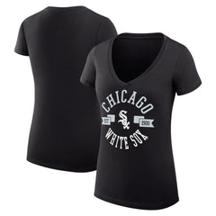 Chicago White Sox G-III 4Her by Carl Banks Women's Super-Slim Fit Lightweight City Graphic V-Neck T-Shirt | MLB Shop