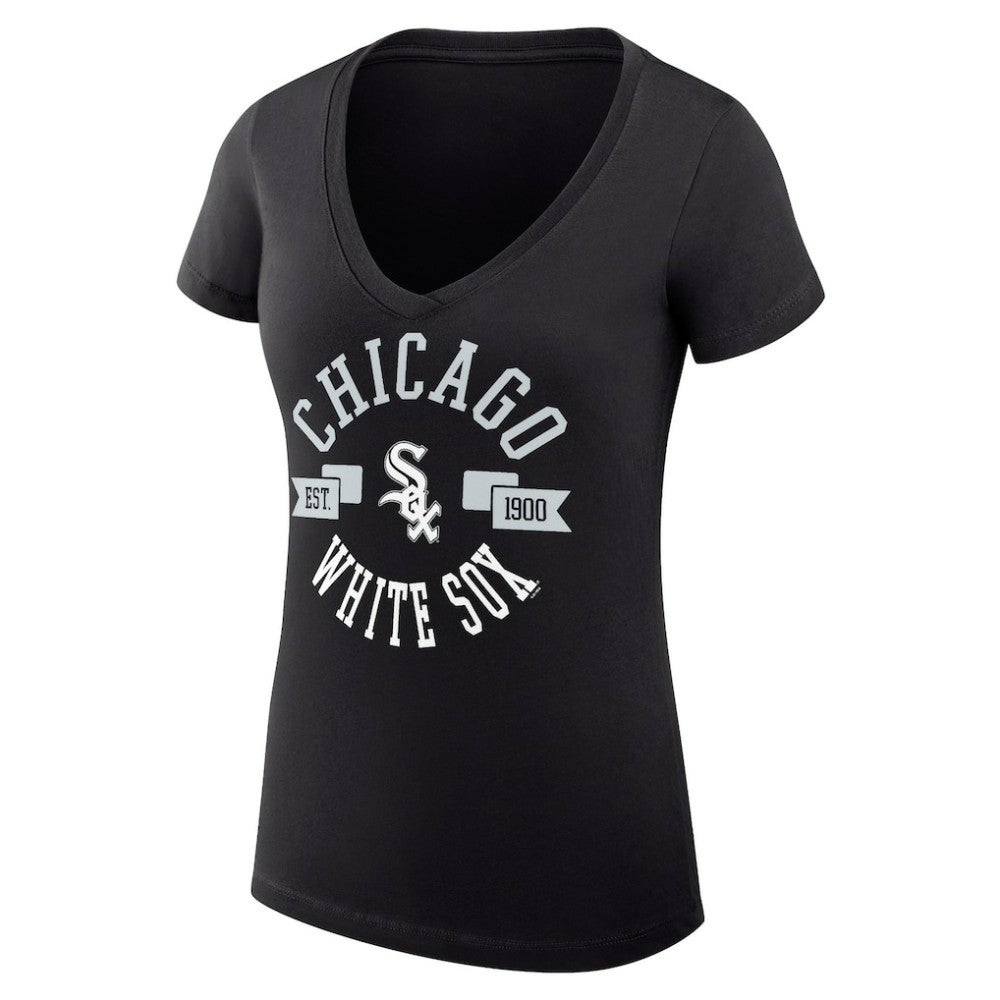 Chicago White Sox G-III 4Her by Carl Banks Women's Super-Slim Fit Lightweight City Graphic V-Neck T-Shirt | MLB Shop