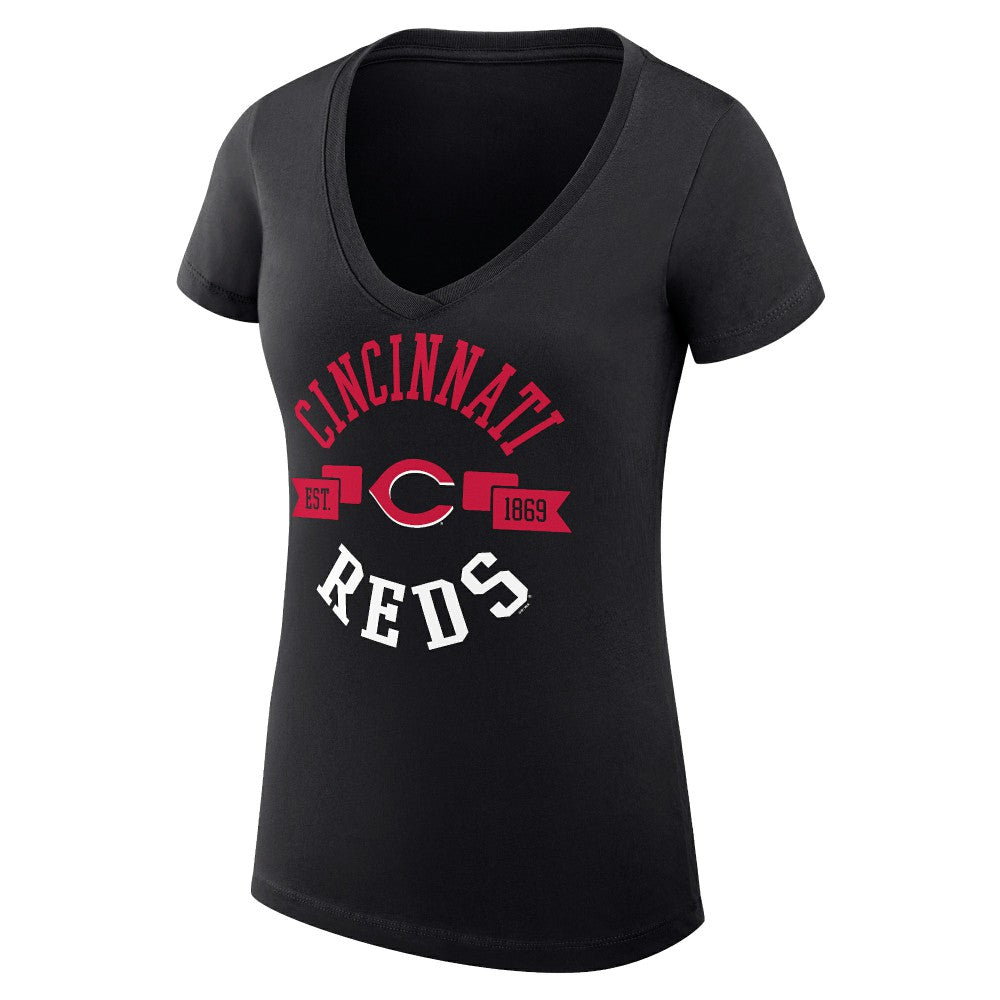 Cincinnati Reds G-III 4Her by Carl Banks Women's Super-Slim Fit Lightweight City Graphic V-Neck T-Shirt | MLB On Sale