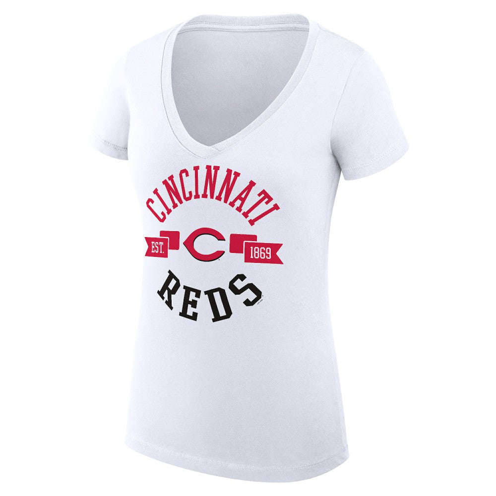 Cincinnati Reds G-III 4Her by Carl Banks Women's Super-Slim Fit Lightweight City Graphic V-Neck T-Shirt | MLB For sale