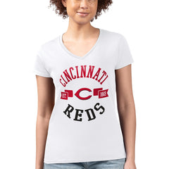 Cincinnati Reds G-III 4Her by Carl Banks Women's Super-Slim Fit Lightweight City Graphic V-Neck T-Shirt | MLB For sale